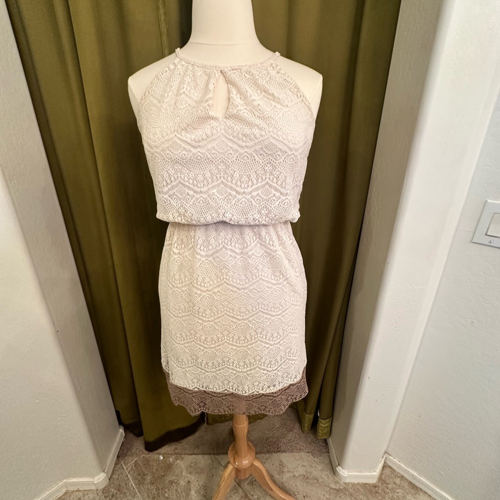 Emma & Michele Cream Lace Midi Dress